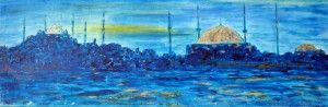 Istanbul ( Acryl mit Blattgold 20 x 60 )