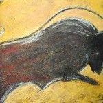 Torro, 70 x 50 Mischtechnik Kohle-Acryl auf Leinwand mit Blattgold 