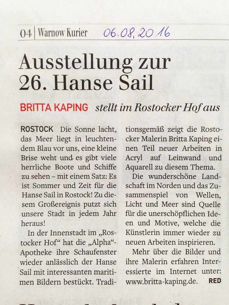 Warnow-Kurier, 6. August 2016