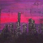 Silhouette Frankfurt am Main (Acryl auf Leinwand 100 x 30)