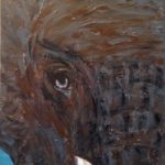 Elefant, 30 x 60 x 3,8 Acryl auf Leinwand, strukturiert, vergeben
