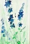 Rittersporn, 20 x 60 Aquarell auf Leinwand- verkauft 