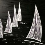 Dunkle Regatta, 120 x 100 x 3,5 Acryl auf Leinwand