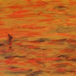 Wildes Meer in Orange; 100 x 50 x3,5 Acryl auf Leinwand, gespachtelt