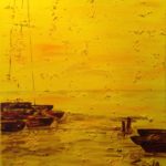 kleiner Hafen , 50 x 70 Acryl auf Leinwand, strukturiert-verkauft
