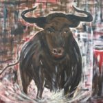 Stier, 120 x 100, Acryl strukturiert auf Leinwand