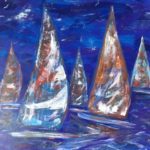 Segler in BLAU, 40 x 50 x3,5 Acryl auf Leinwand, gespachtelt ( vergeben)
