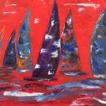 Segler in ROT, 50 x 40 Acryl auf Leinwand, gespachtelt-verkauft