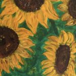 Sonnenblumen, 30 x 60 x3,5, Acryl auf Leinwand, gespachtelt 