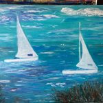 „weiße Segler“, Acryl auf Leinwand 70x50