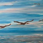 Glücksvögel am Meer, 60 x 30, Acryl auf Leinwand 