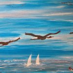 Glücksvögel über dem  Meer, 60 x 30, Acryl auf Leinwand ,verkauft 