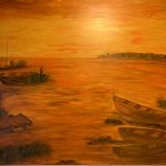 Jasmunder Bodden, Acryl auf Leinwand, 100 x 100 x 3,8