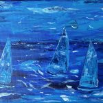 Regatta in Blue, Acryl auf Leinwand, 90 x 30, gespachtelt , verkauft 