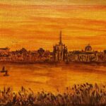 Skyline Rostock, Acryl auf Leinwand, 60 x 20, verkauft